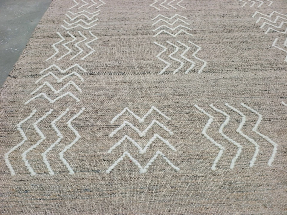 Alfombra gris tejida a mano 100 % lana 6x9 pies Foto 4 de 4