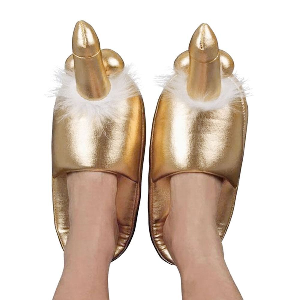 PANTOFOLA D’ORO Pantofole Cotone Antifreddo Oro Divertenti Pantofole Creatività Peluche Piatto Casa