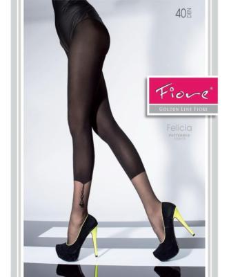 S M L Fiore Felicia Strumpfhose SCHWARZ 40 DEN schön sexy Damen gemustert Luxus