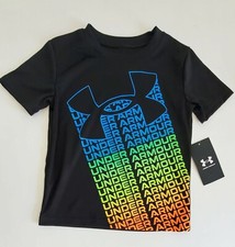 Under Armour Little Boys Wordmark Shadow Short Sleeve T Shirt Black Sz 4 - NWT