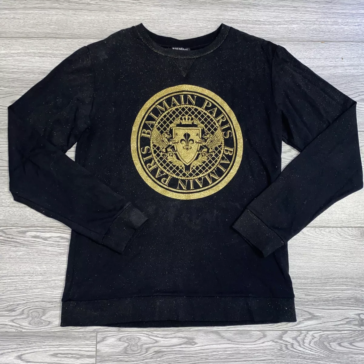 Balmain black deals and gold sweatshirt
