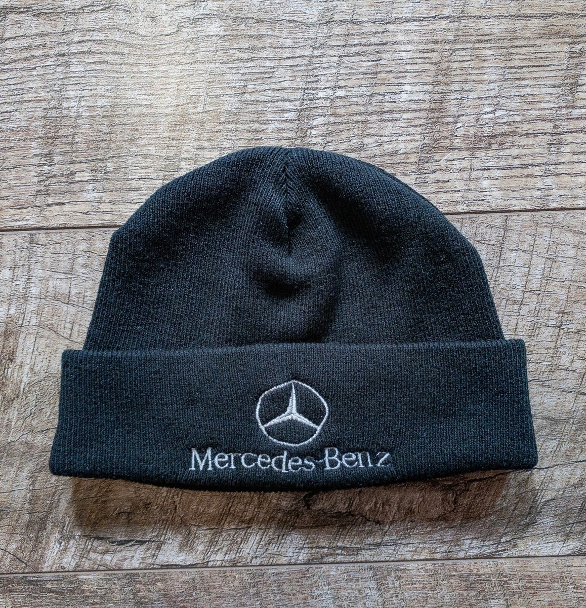 Mercedes Benz Vintage Hat Black Beanie Embroidered Logo Car  display picture 1