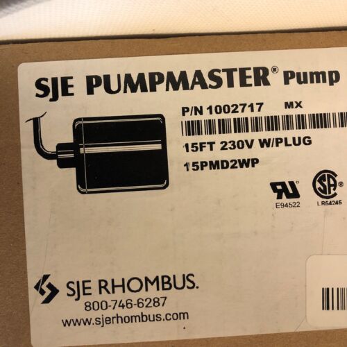 SJE Pumpmaster Pump Switch 15PMD2WP 15ft 230V W/ Plug P/N 1002717 - Foto 2 di 2