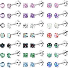 21 Pairs Hypoallergenic Surgical Steel Stud Earrings for Women Men Tiny Small CZ
