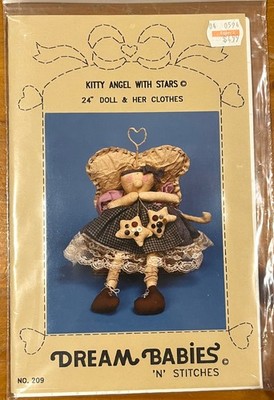 Dream Babies sewing pattern Kitty Angel with Stars 24  doll and clothes cat