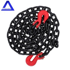 3/8 In × 10 Ft Binder Chain G80 Tie Down Tow Chain with Hooks 7100lbs Safe Black