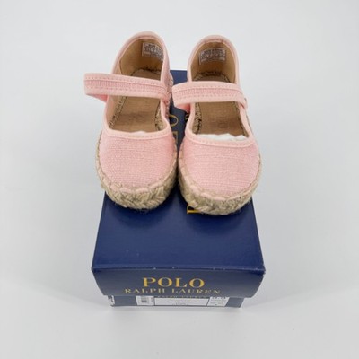 Polo Ralph Lauren Hadlee Pink Canvas Espadrille Mary Jane Shoes Toddler Size 5.5