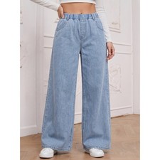 BLANKNYC Womens Wide Leg Jeans Light Wash Denim Paperbag Waist Size L