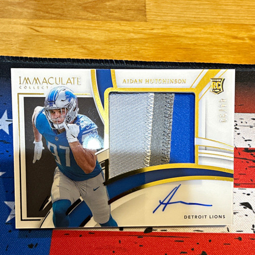 Panini 2022 Immaculate Aidan Hutchinson Lions Rookie Patch Auto PPR-AHU