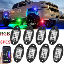 8x RGB LED Pods Rock Lights Kit Underbody Neon Light Fit Ford F-150 F-250 F-350