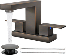 Bathroom Faucets for Sink 3 Hole, Oil Rubbed Bronze Bathroom Sink Faucet Square