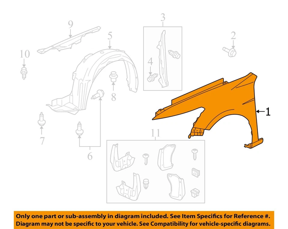 Guardabarros de conductor Honda Accord 2008-2012 WORGQ Foto 2 de 3