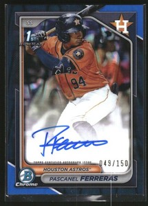 2024 Bowman Chrome Prospect Autograph Blue RayWave #CPAPF Pascanel Ferreras /150