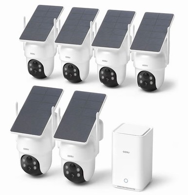 aosu D1 Classic 6-Cam Kit, Security Cameras Wireless Outdoor, Solar Powered