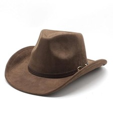 LIDHAY Wide Brim Felt Cowboy Hat for Women Men Western Suede One Size Coffee