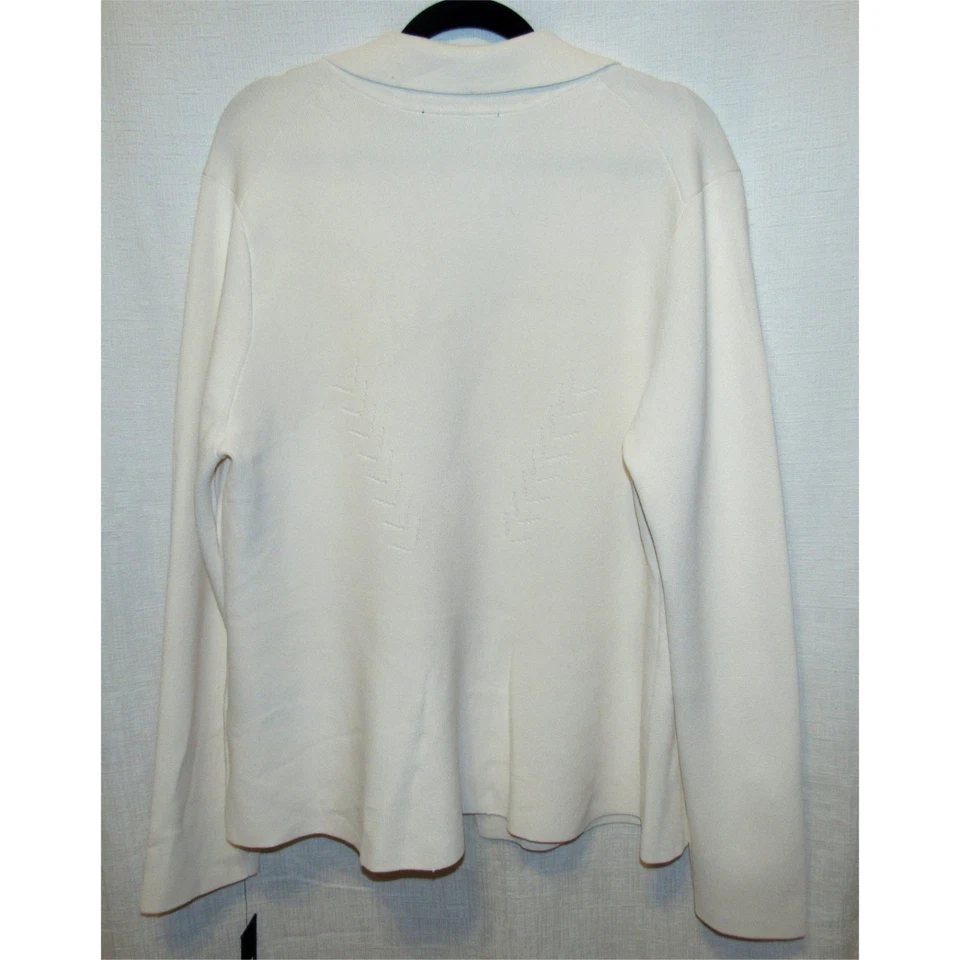 Suéter feminino Donna Karan New York fechamento ferragens marfim tamanhos G e GG novo com etiquetas - Imagem 2 de 2