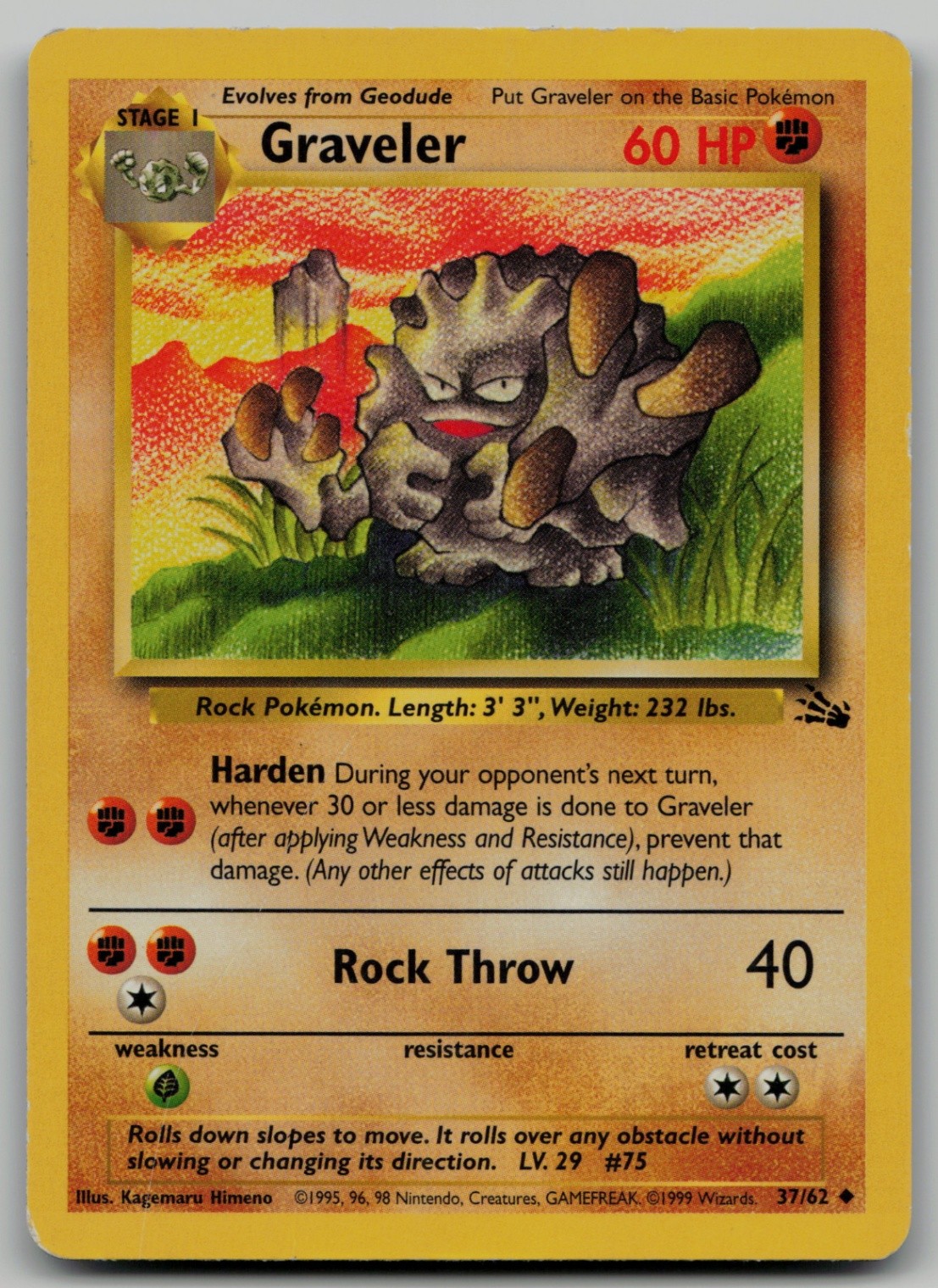 Graveler Uncommon Fossil 37/62 NM