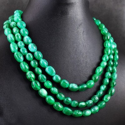 Sehr attraktive 3 Strang 62,00 Onyx Perlen Top Schmuck Halskette SK 29E831