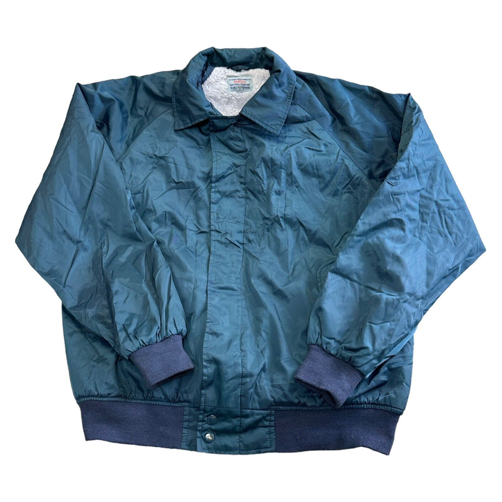 Y2K Blue Ma1 Bomber Jacket Fleece Lined Mens Large