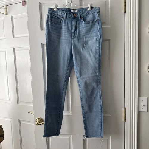 Lauren Conrad High Rise Skinny Jeans Size 8 Raw Edge Light Blue