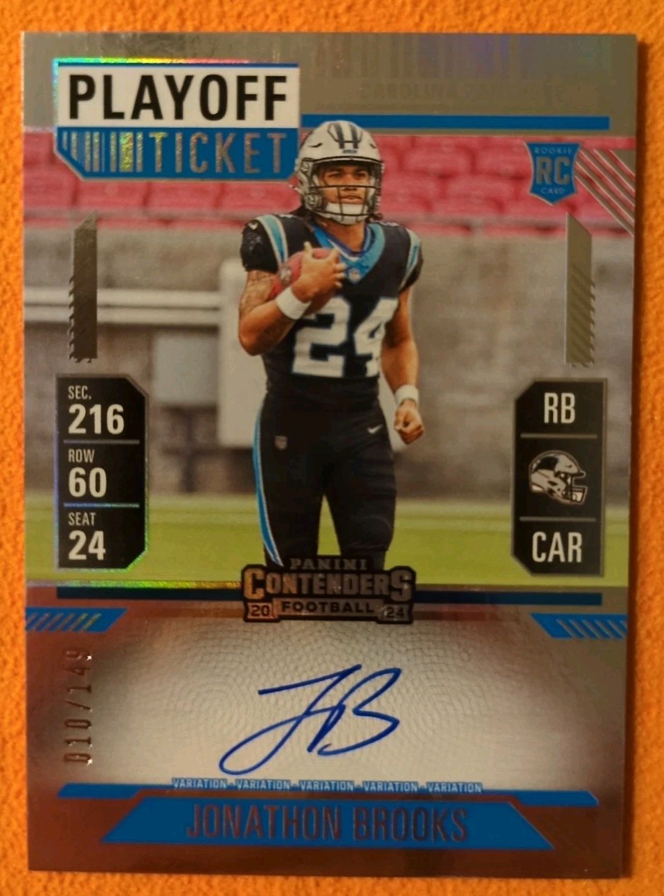 2024 Contenders Rookie Ticket  Jonathon Brooks #114 Playoff Ticket /149 Auto