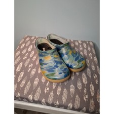 Sloggers Women Size 6 Blue Yellow Floral Garden Clogs Waterproof Made in USA
