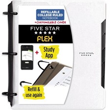Flex Refillable Notebook Study App, College Ruled Paper and 1 Inch TechLock...