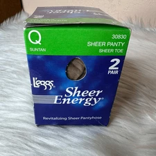 L'eggs Vintage Sheer Energy Revitalizing Sheer Pantyhose Size Q in Suntan