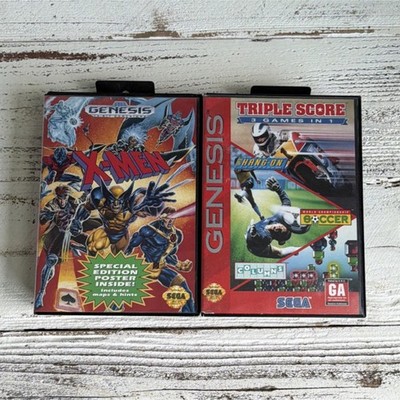 Sega Genesis X-Men & Triple Score (SEGA, 1993) Manual, Poster, Multiplayer