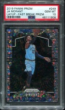 2019-20 Ja Morant Rookie Card PSA 10 Prizm Fast Break Layup #249 Grizzlies