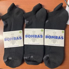 Bombas 6 Pair Antimicrobial Black Ankle Socks Unisex XL Adult New