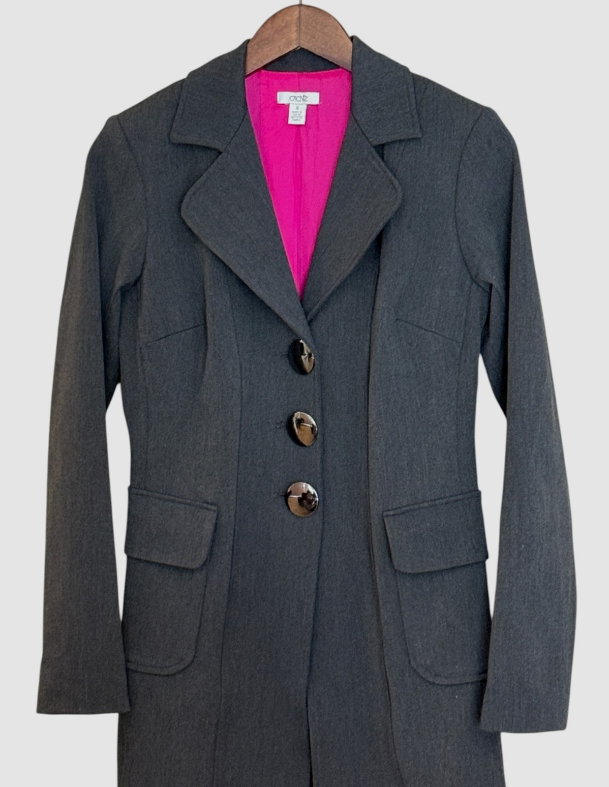 Cache Mirror Buttons Front Jacket Coat Gray Pink … - image 4