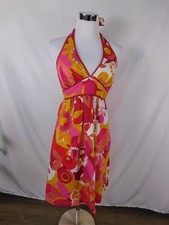 A.n.a Dress Womens 4 Multicolor Floral Halter Empire Waist Knee Length Sundress