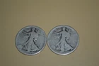 PAIR OF (2) 1918-S WALKING LIBERTY HALF DOLLAR COINS 90% SILVER AG