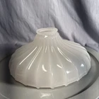 Antique Vintage 2" Fitter White  Ribbed Fluted Milk Glass Lamp 9" Pendant Shade