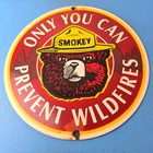 Vintage Smokey Bear Porcelain Sign - Only You Can Prevent Wildfires Forest Sign