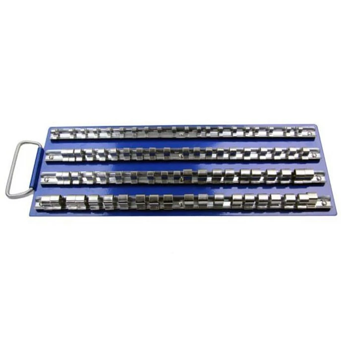 80 Metal Socket Rail Tray Holder 1/4 3/8 1/2 Large Storage Rack with Handle - Image 3 of 4