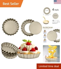 4-Inch Mini Tart Pans - 12PCS Non-Stick Set with Removable Bottom for Baking
