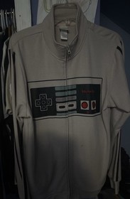 Nintendo Zip-Up Hoodie Men&rsquo;s XL NES Controller Full Zip Gray Official