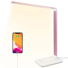 Led Desk Lamp, Desk Lamp with USB Charging Port, 5 Color Modes, 10 Brightness...