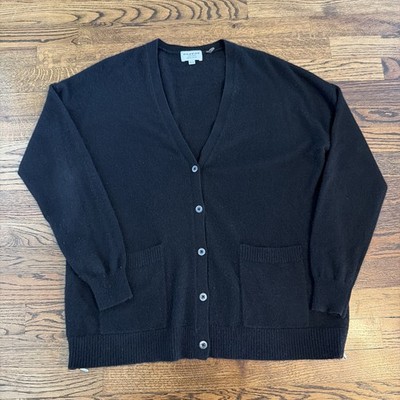 REPEAT 100% CASHMERE CARDIGAN SWEATER WOMEN SZ 42 L Cozy Warm Black