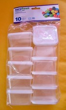 SET OF 10 PLASTIC CLEAR REUSABLE MINI STORAGE CONTAINERS WITH LIDS CRAFTS JEWELS