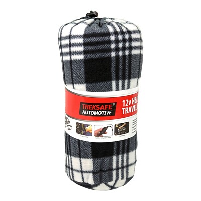 NEW Treksafe Automotive 12v Heated Travel Blanket Black u0026amp; White Check |  eBay