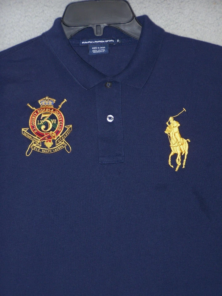 Polo Ralph Lauren Juvenil XL Azul Condado Jinetes Jockey Club Logo Unisex Foto 2 de 4