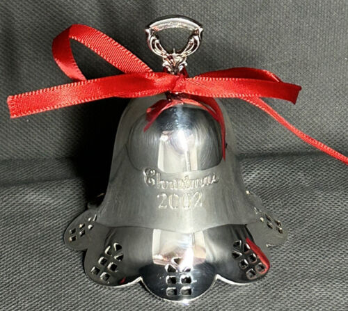 Towle 2002 Pierced Silver Plate Christmas Bell 23rd Edition New With Tags & Box - Picture 5 of 11