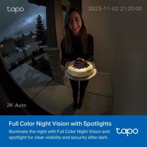 Tapo Wireless Doorbell Camera, 2K 3MP Battery-Powered Video Doorbell, 160° View, - Picture 4 of 9