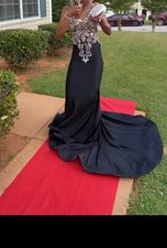 Black rhinestone prom dress size 2 only worn for 1 hour  