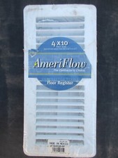 Ameriflow Heavy Gauge Steel White Floor Register 4"x10"