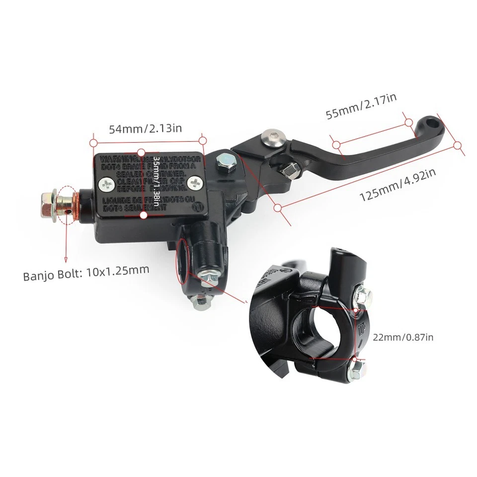 7/8" Front Brake Master Cylinder Lever For HONDA CRF 450R/300L XR 250R/L CR 250R - Imagem 2 de 4