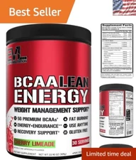 EVL BCAA Lean Energy - Clean Pre Workout Powder for Energy & Fat Burning, 10.9oz